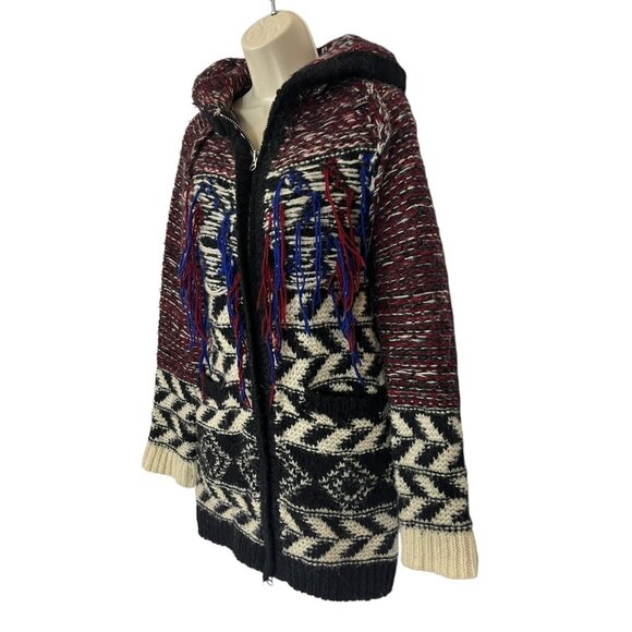 Isabel Marant H&M XS Wool Alpaca Oversized Fringe Chunky Cardigan Sweater Zip-Up - Picture 5 of 11